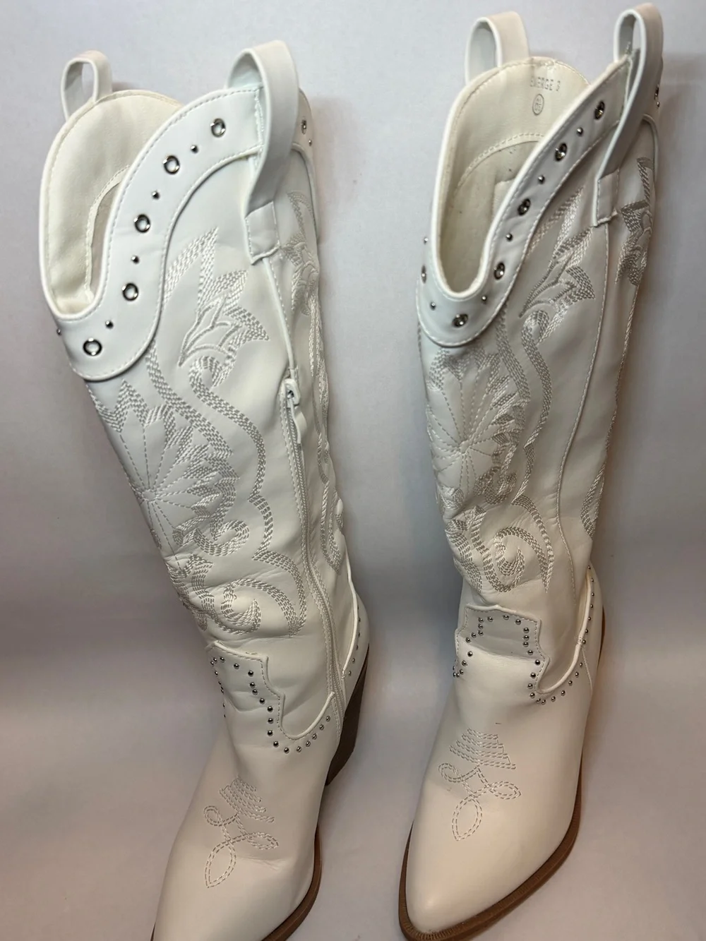 Windsor White Embroidered Over-the-Knee Western Boots